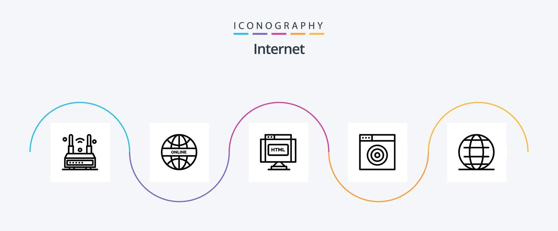 pacote de ícones da linha 5 da internet, incluindo internet. alvo. mundo. Internet. Internet vetor