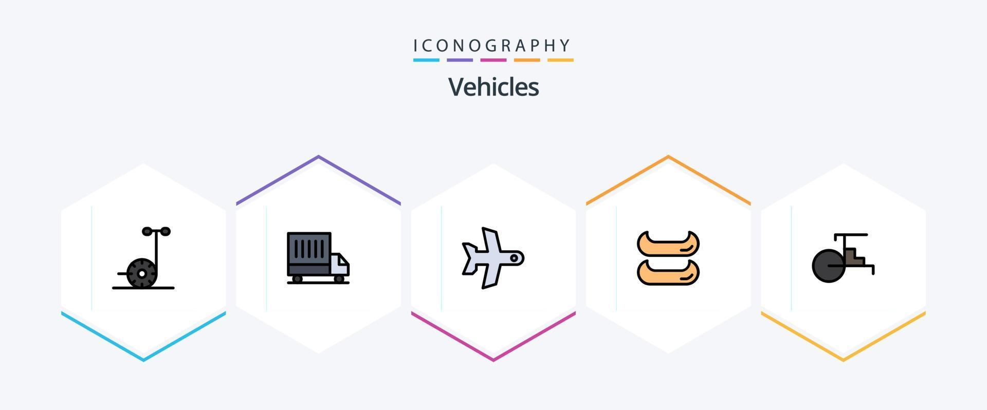 Pacote de ícones de 25 linhas preenchidas de veículos, incluindo . veículos. transporte. transporte. China vetor