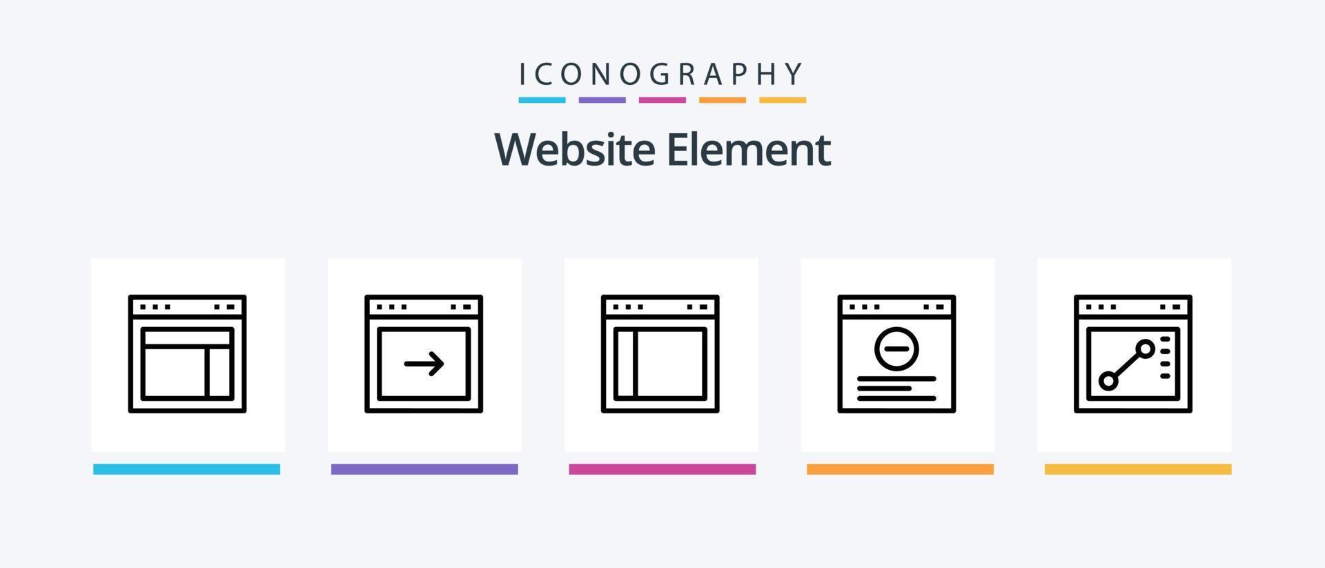 pacote de ícones da linha 5 do elemento do site, incluindo parada. local na rede Internet. interface. página da Internet. navegador. design de ícones criativos vetor