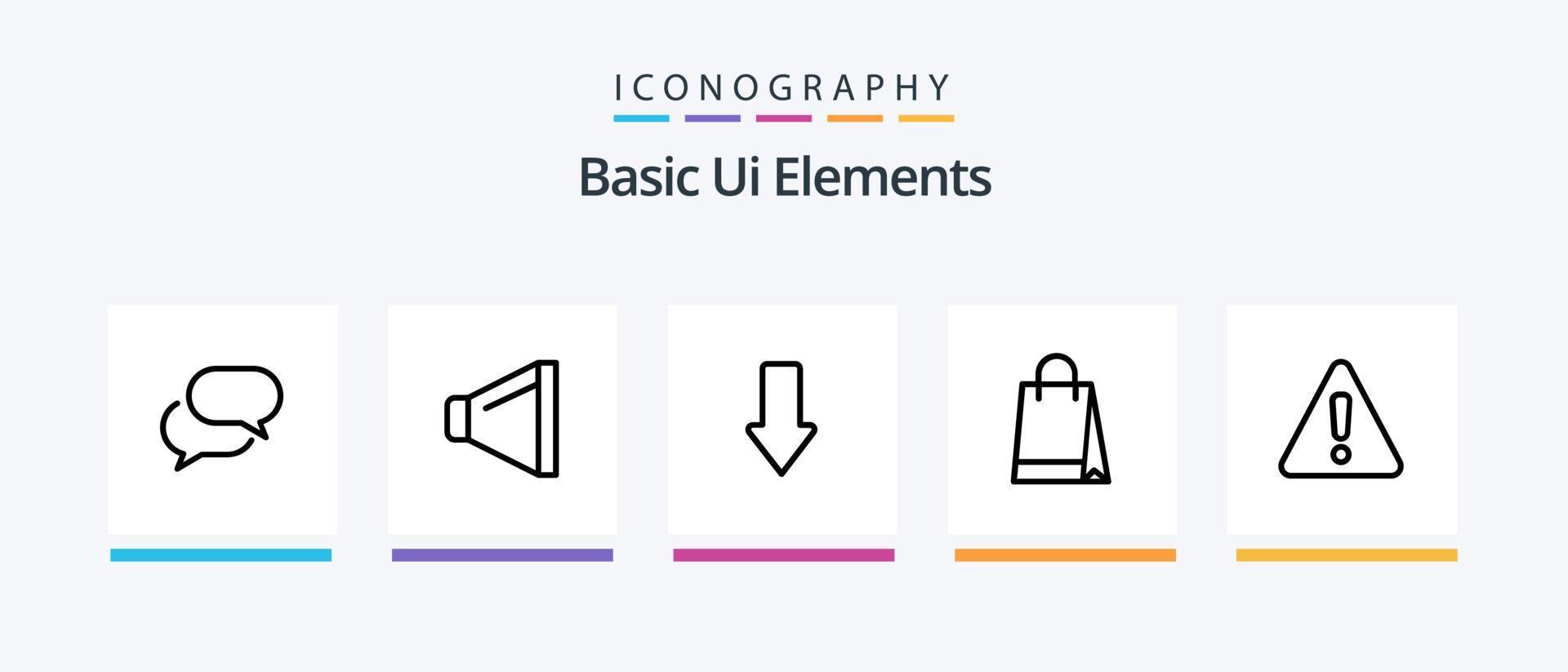 pacote básico de ícones da linha 5 de elementos da interface do usuário, incluindo bolsa de mão. simples. arquivo. eletricidade. cobrar. design de ícones criativos vetor