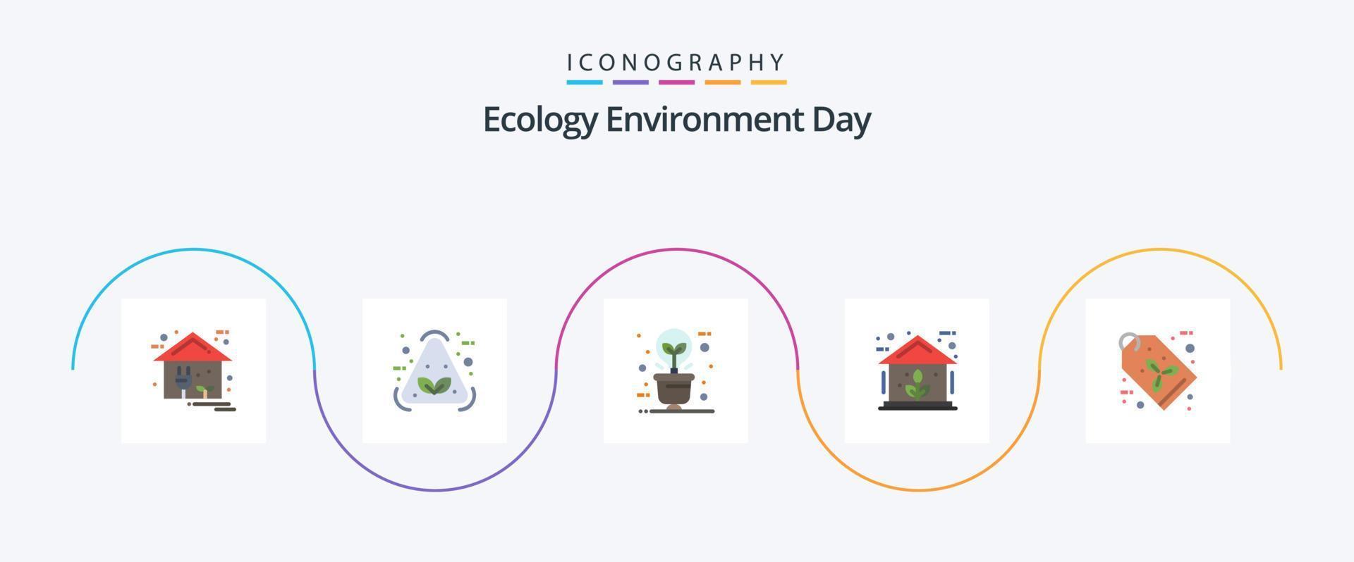 ecologia plana 5 pacote de ícones incluindo poder. verde. reciclar. energia. iluminação vetor