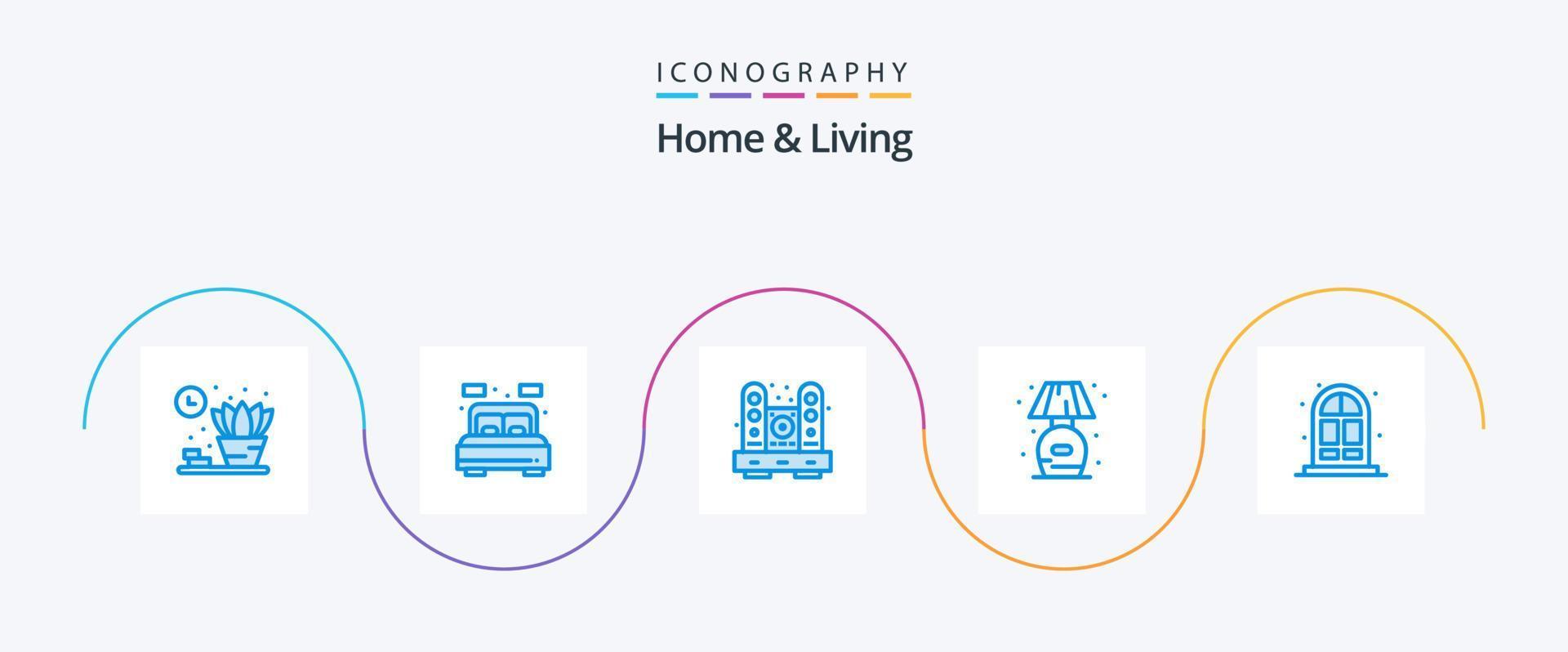 pacote de ícones azul 5 para casa e vida, incluindo vida. caroço. mobília. ficar em pé. lar vetor
