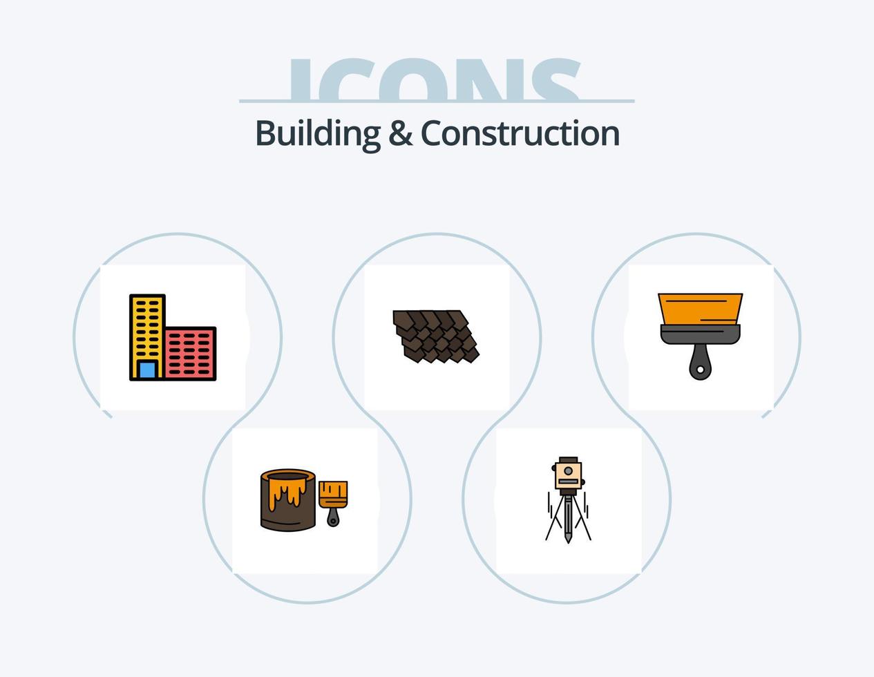construção e linha de construção cheia de ícones pack 5 design de ícones. água. mão. construção. água da torneira. fábrica vetor