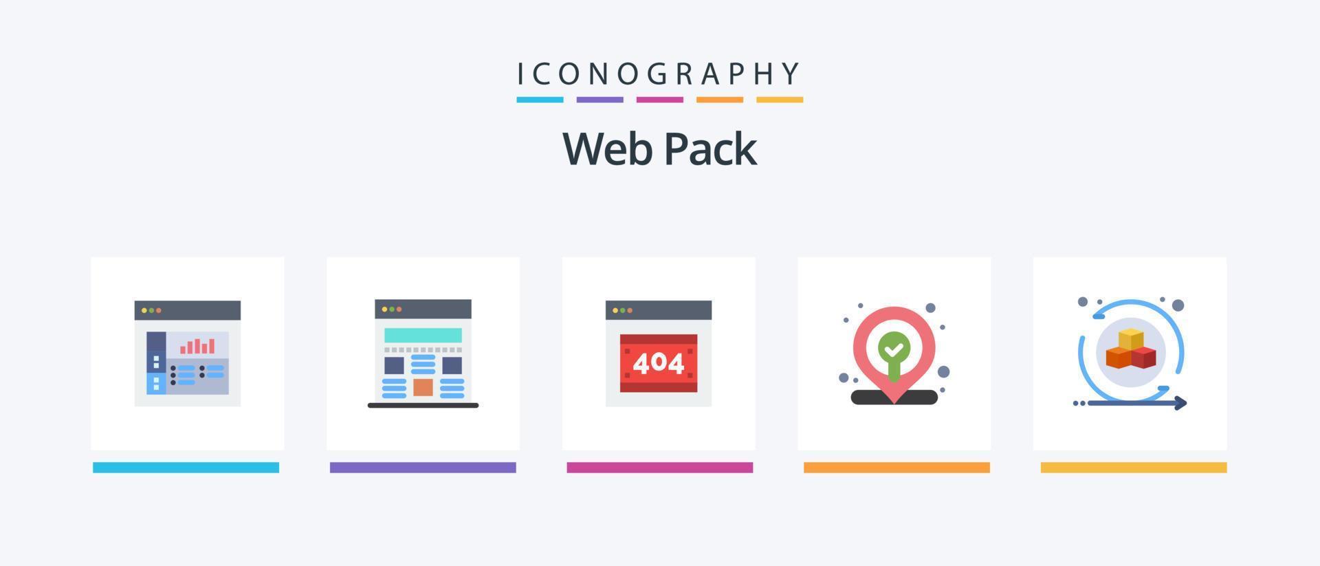 web pack flat 5 icon pack incluindo . servidor. virtual. d formas ambientais. design de ícones criativos vetor