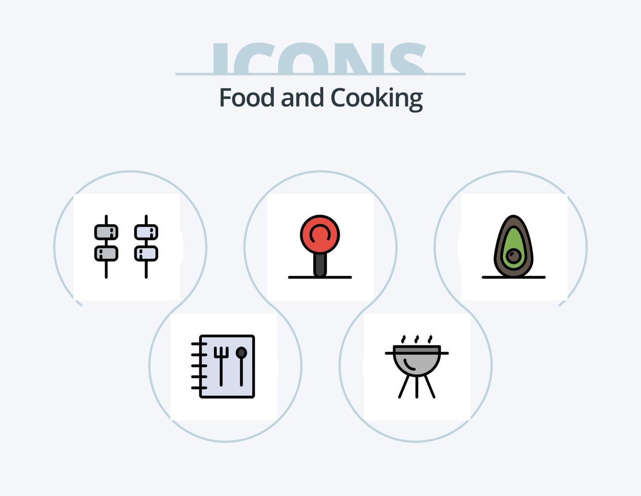 linha de comida cheia de ícones do pacote 5 design de ícones. . rosquinha. vetor