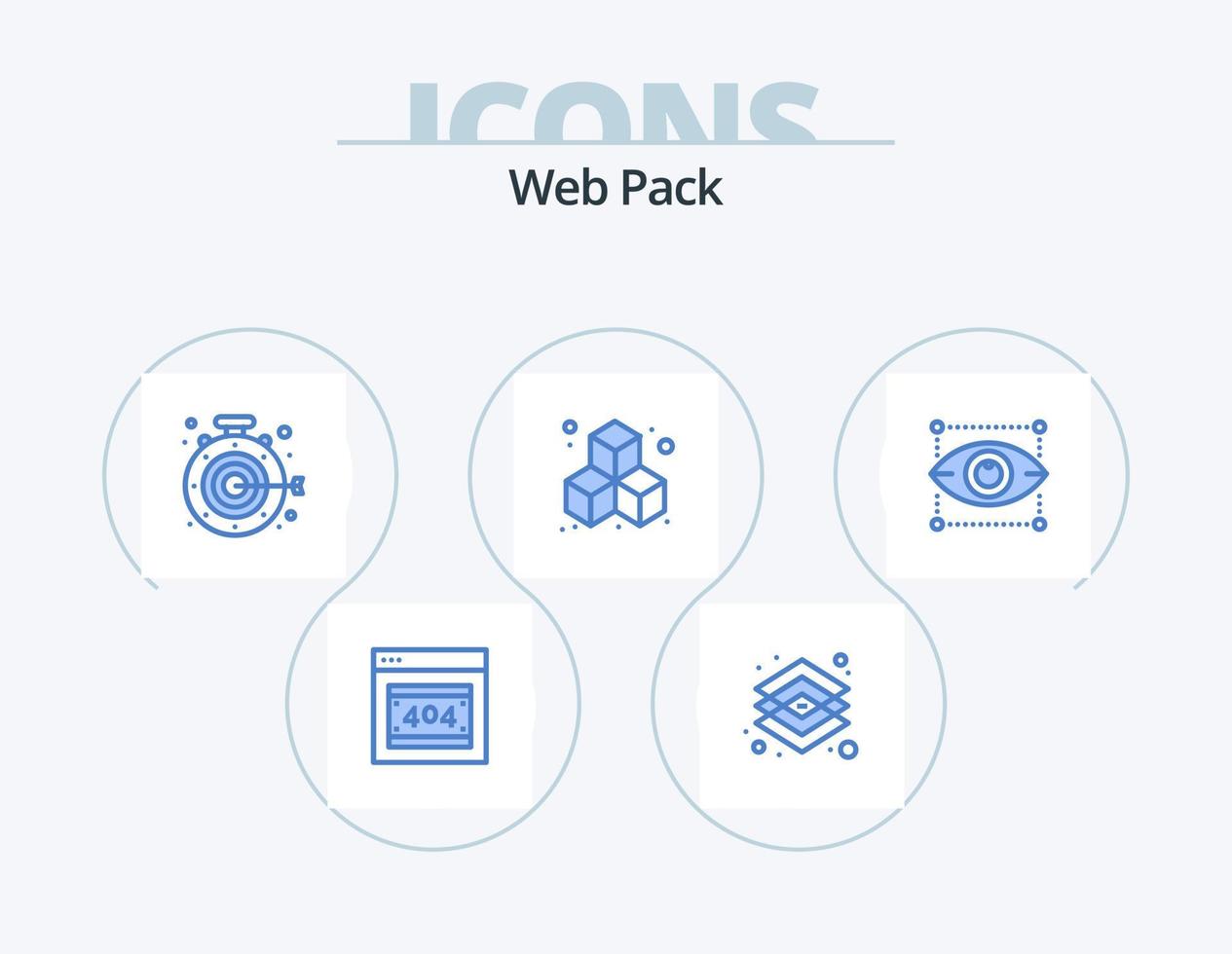 web pack ícone azul pack 5 design de ícones. projetando. criatividade. cronômetro. cubo. d vetor