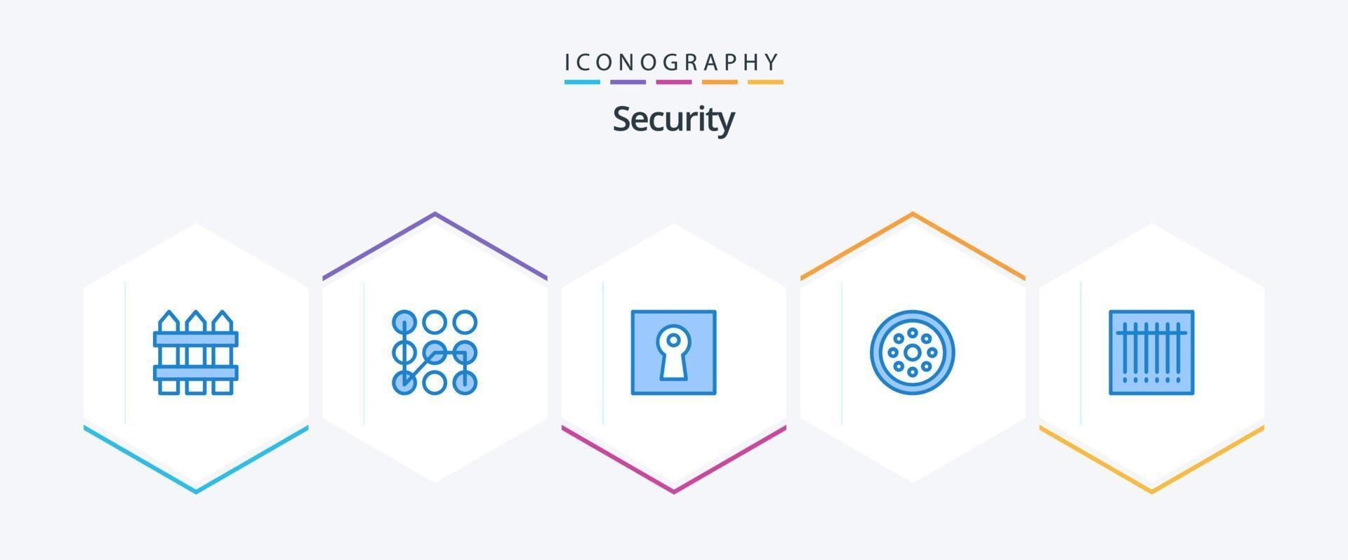 pacote de ícones azul de segurança 25, incluindo código de barras. segurança. chave. proteção. trancar vetor