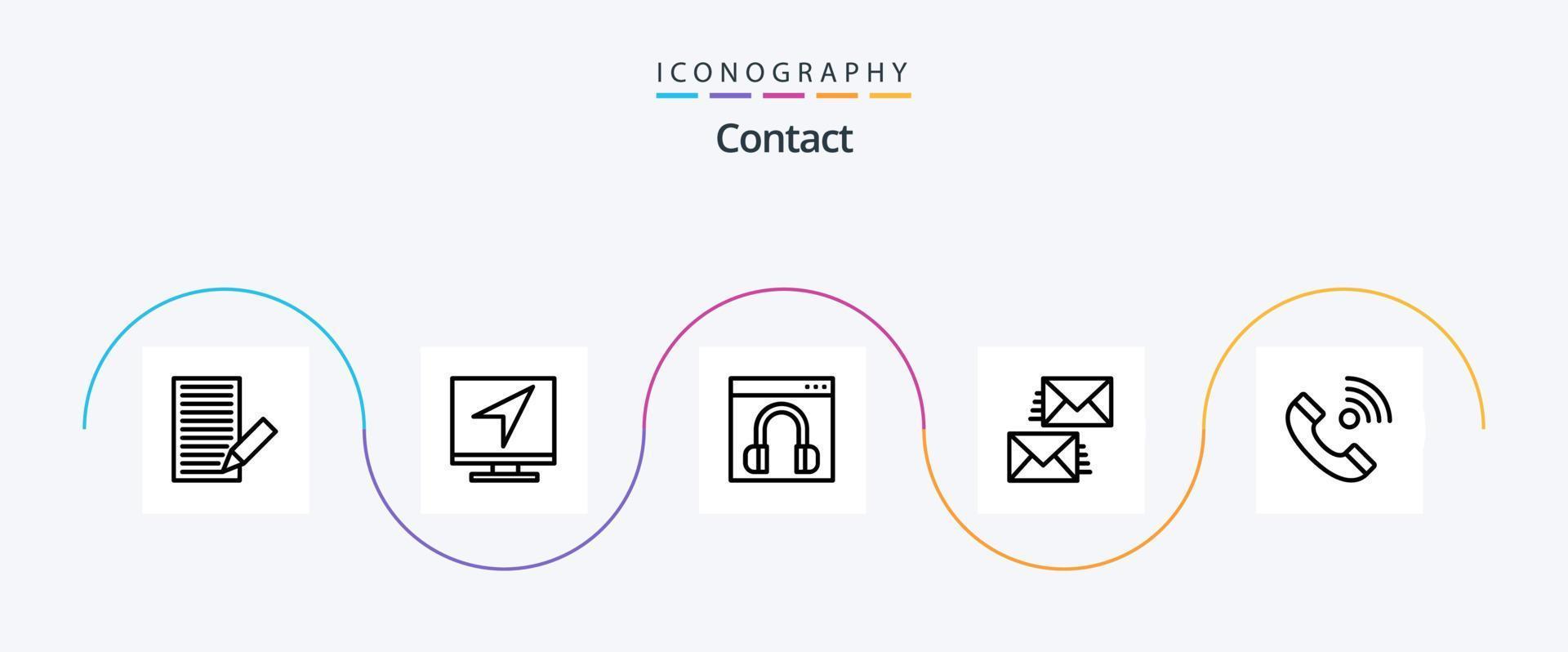 entre em contato com o pacote de ícones da linha 5, incluindo entre em contato conosco. comunicação. mensagem. on-line. Contate-nos vetor