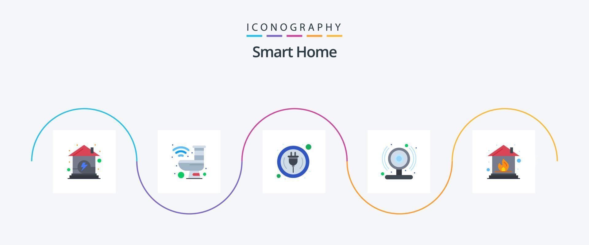 pacote de ícones de casa inteligente plana 5, incluindo casa. Webcam. inteligente. câmera inteligente. arame vetor
