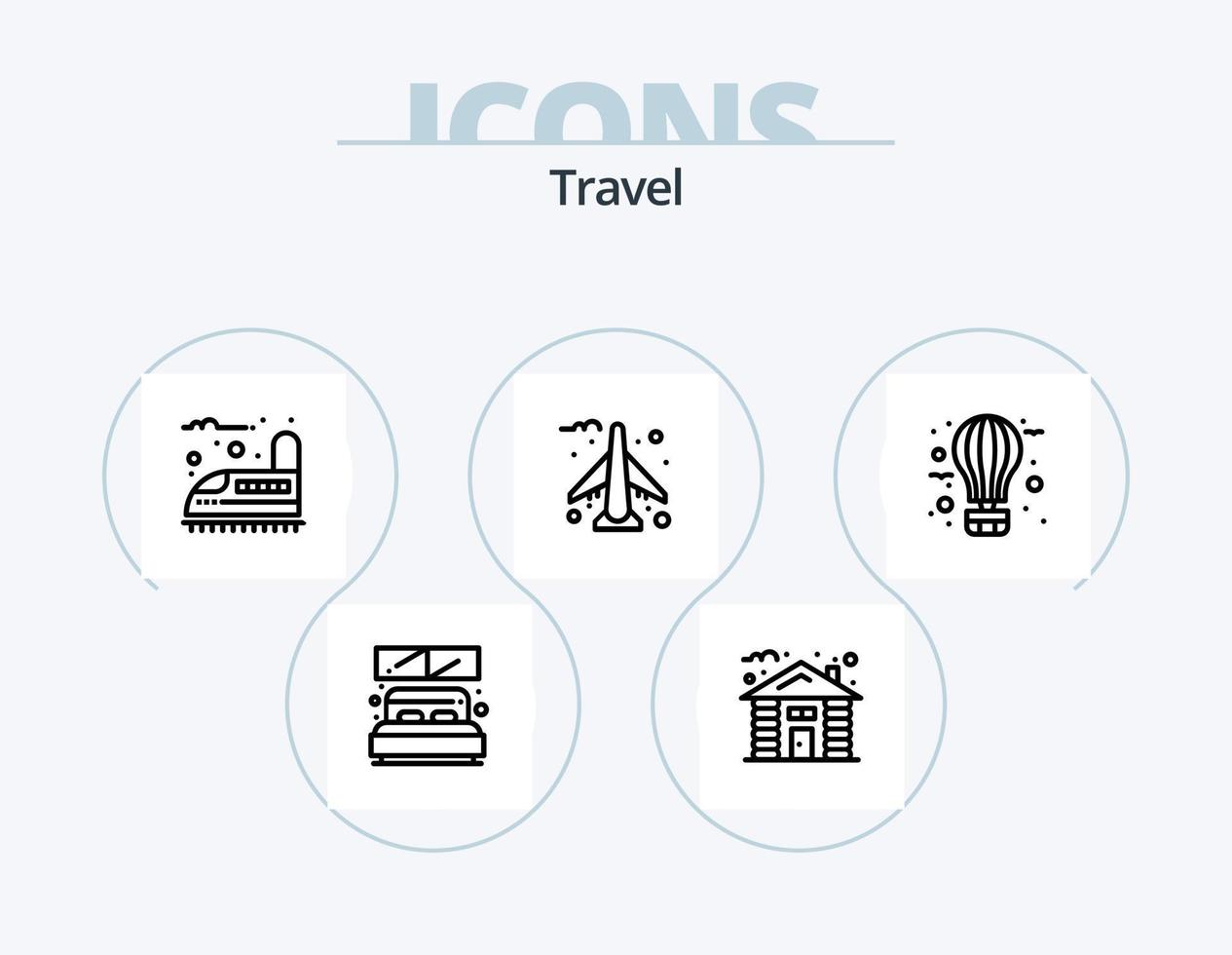 ícone de linha de viagem pack 5 design de ícone. ar. rota. jantar. estrada. restaurante vetor