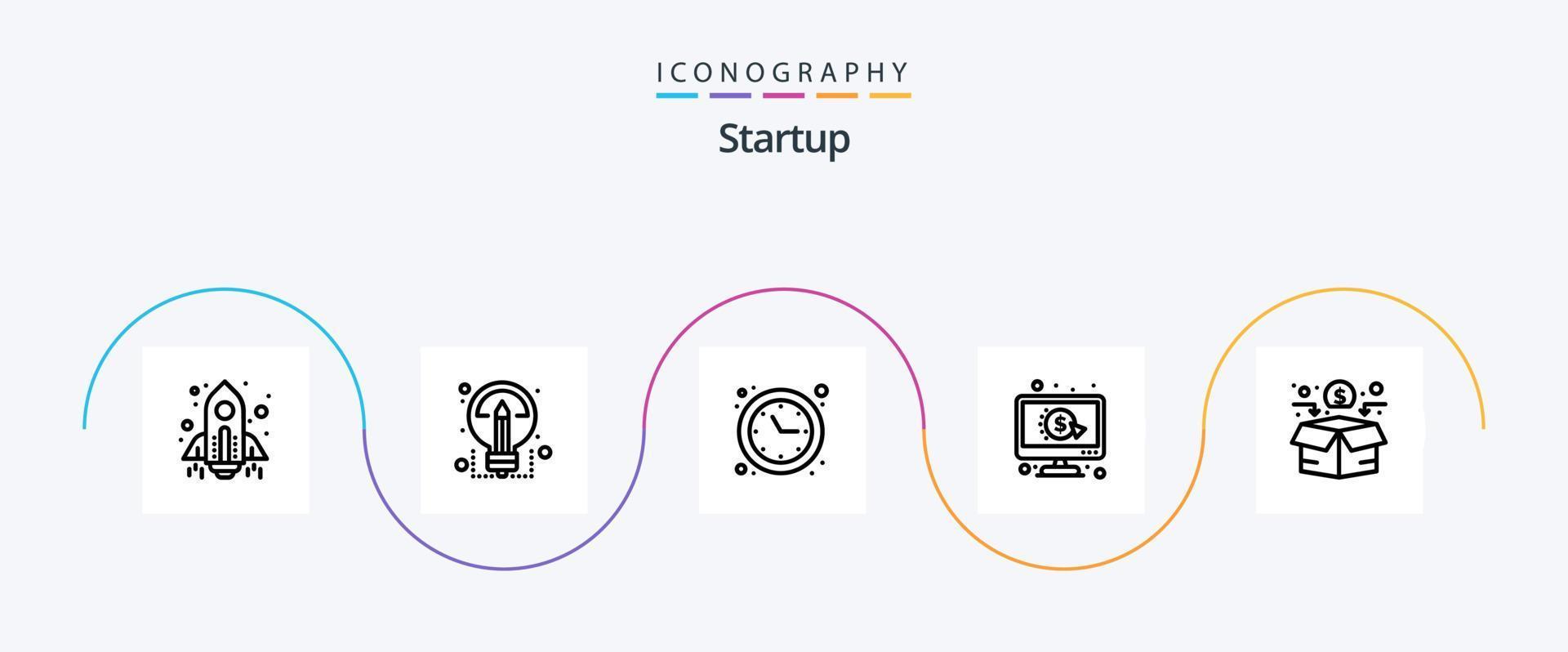 pacote de ícones da linha 5 de inicialização, incluindo arrecadação de fundos. ppc. relógio. por. clique vetor