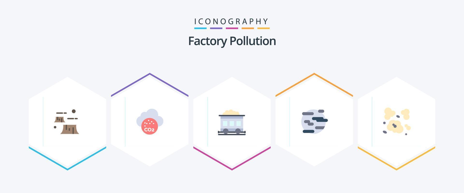 poluição de fábrica 25 pacote de ícones planos, incluindo poeira. mundo. poluição. fumaça. ajuda vetor
