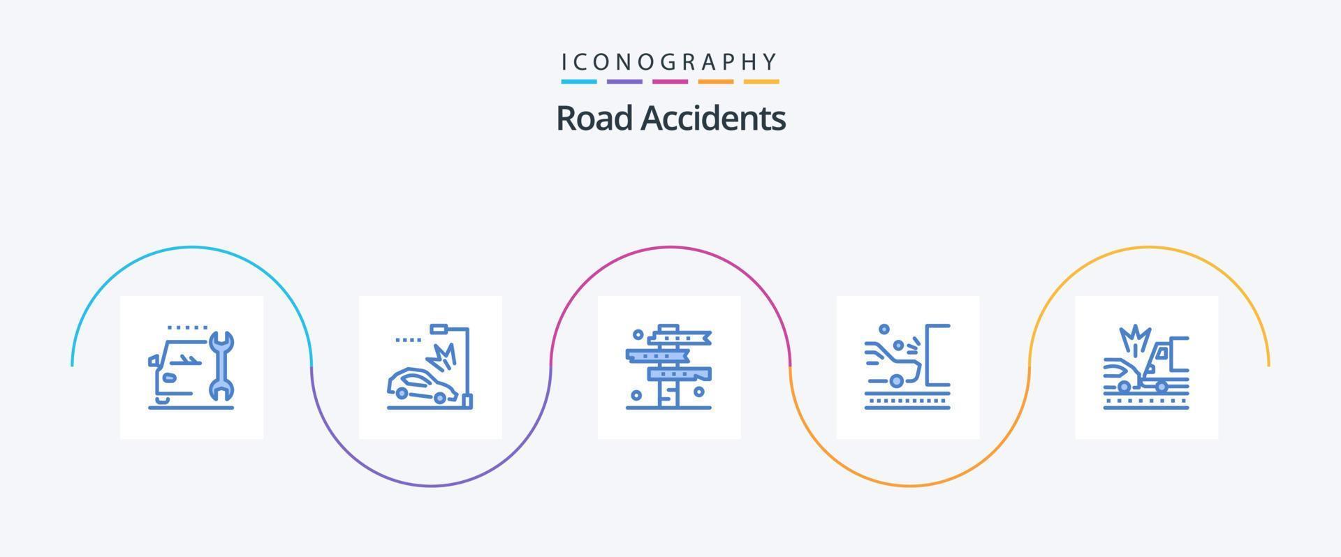 pacote de ícones azul 5 de acidentes rodoviários, incluindo tráfego. estrada. vaqueiro. navegação. oeste vetor