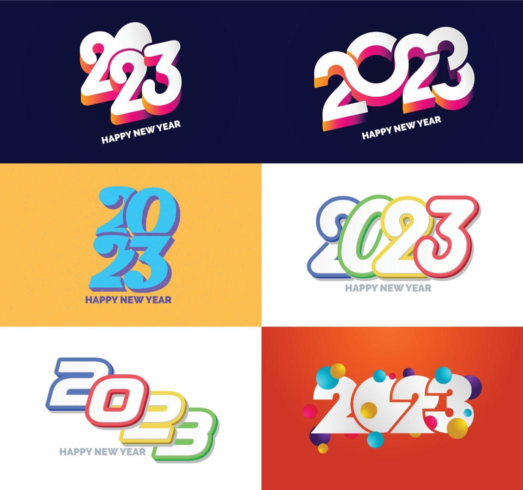 grande conjunto de design de texto de logotipo de feliz ano novo de 2023 modelo de design de número de 2023 vetor