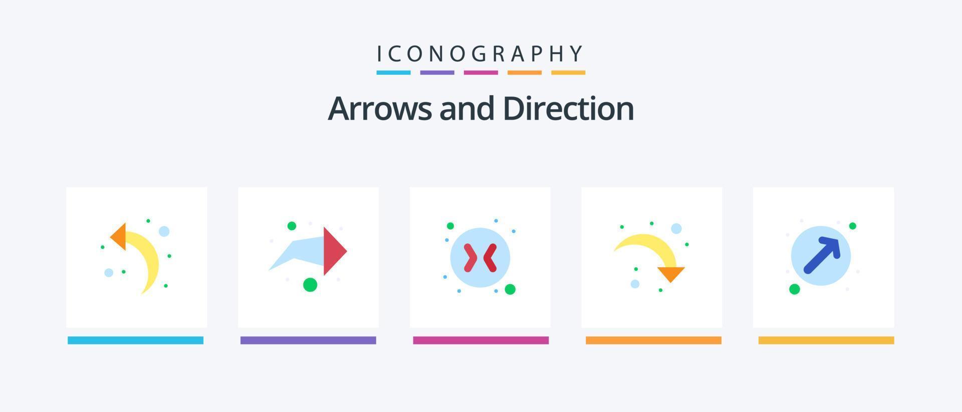 pacote de ícones de seta plana 5, incluindo . ponteiro. intercâmbio. direção. abaixo. design de ícones criativos vetor