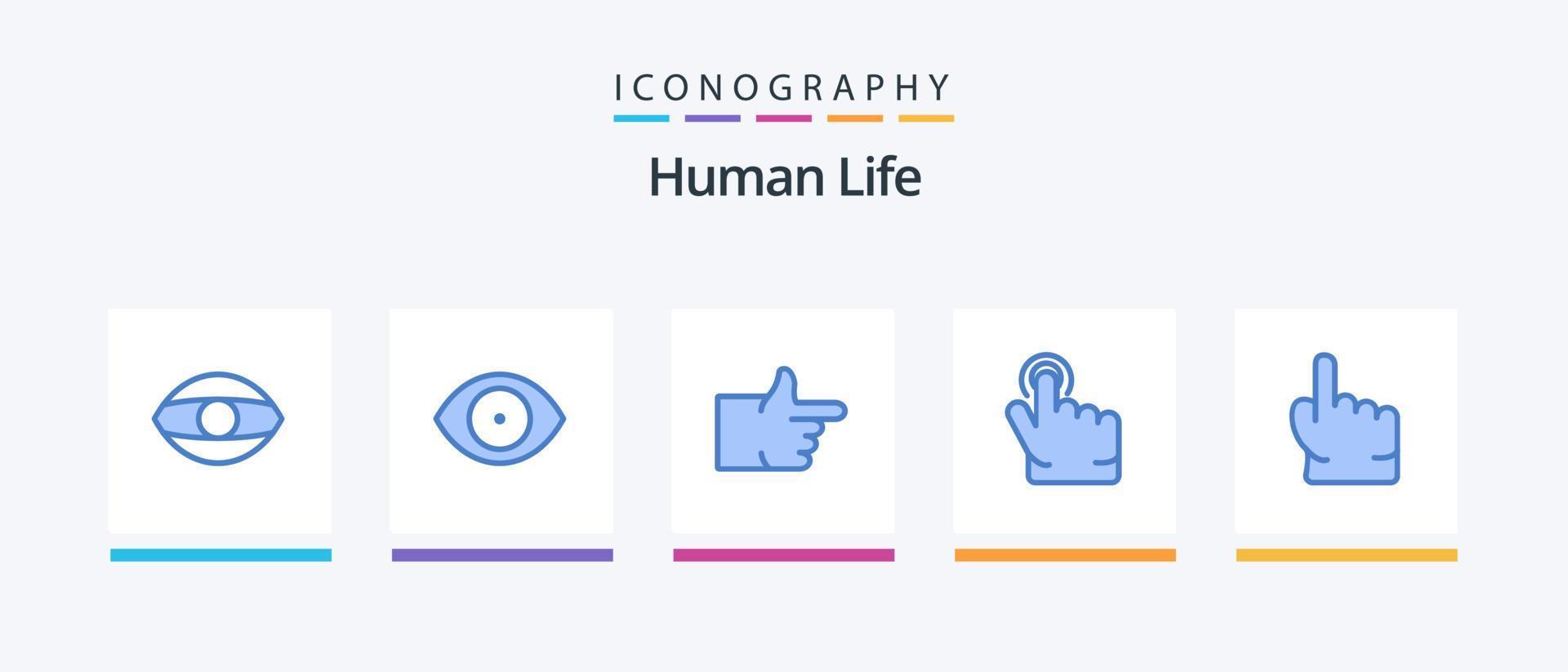 pacote de ícones azul humano 5, incluindo . dedo. apontar. design de ícones criativos vetor