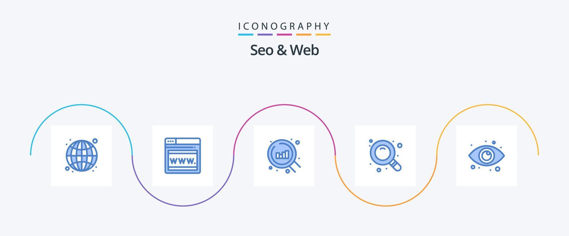 pacote de ícones seo e web blue 5, incluindo . olhos. gráfico. visualizar. encontrar vetor