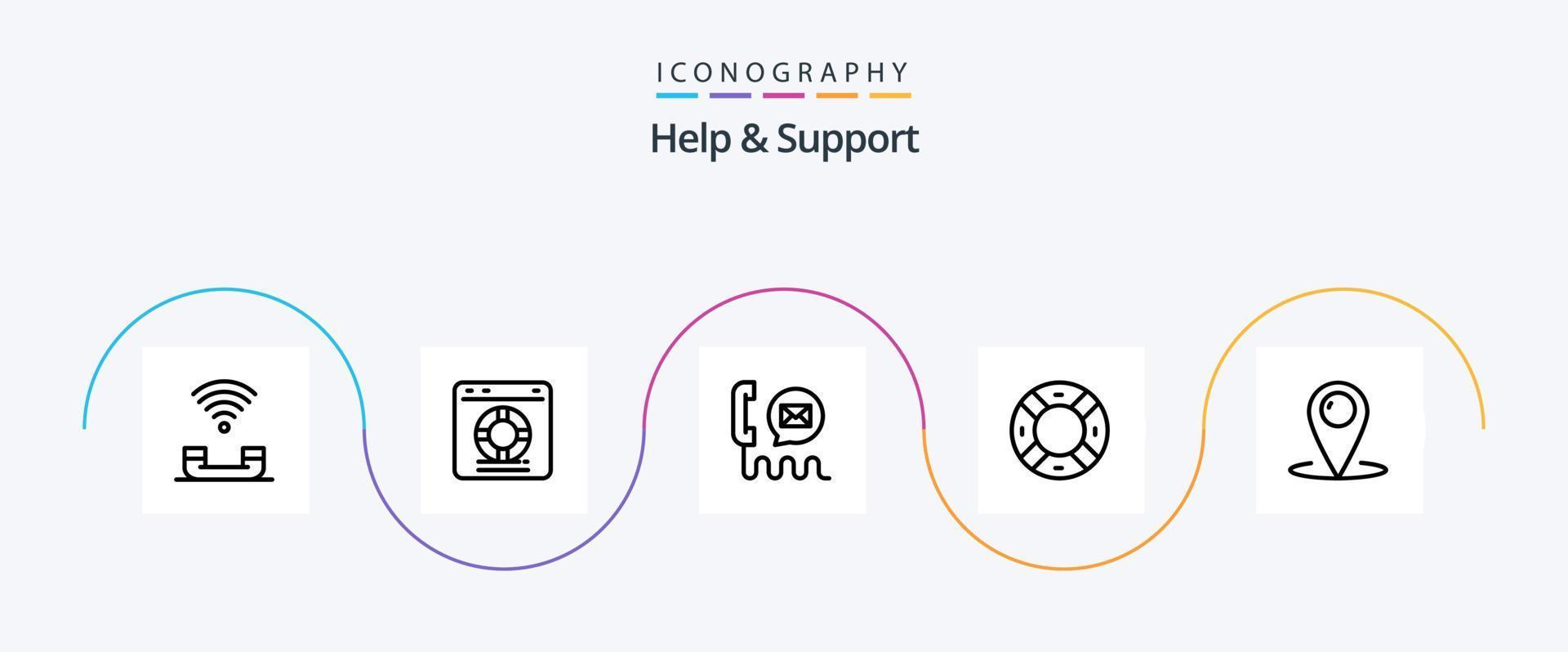 pacote de ícones da linha 5 de ajuda e suporte, incluindo suporte. ajuda. proteção. correspondência. e-mail vetor