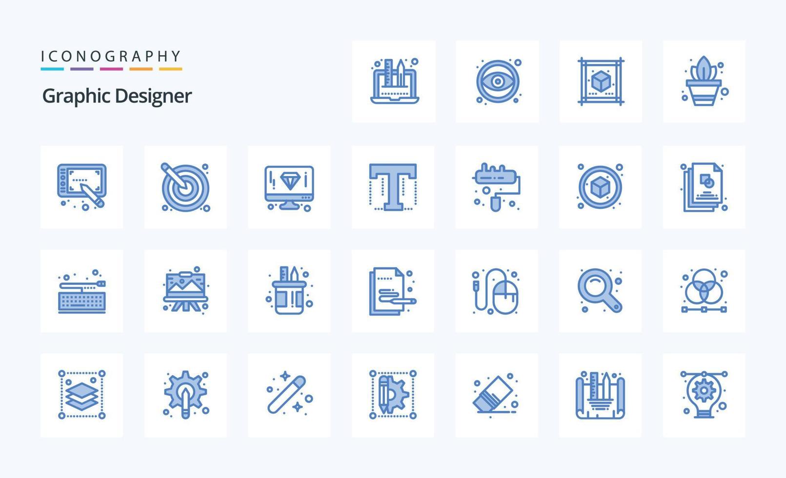 25 designer gráfico pacote de ícones azuis vetor