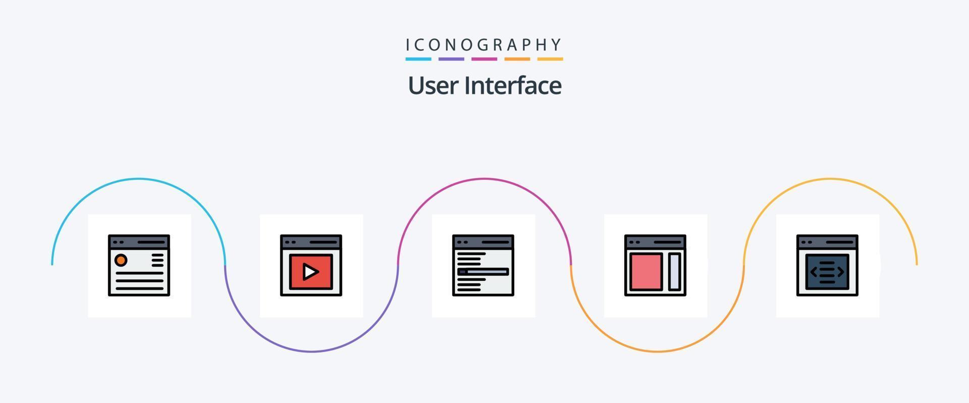 linha de interface do usuário cheia de pacote de 5 ícones planos, incluindo a direita. comunicação. do utilizador. do utilizador. interface vetor