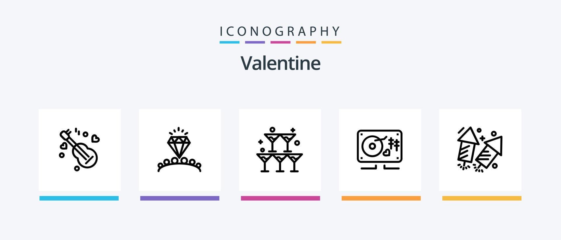 Pacote de ícones da linha 5 dos namorados, incluindo coração. copos. casamento. casamento. terno. design de ícones criativos vetor