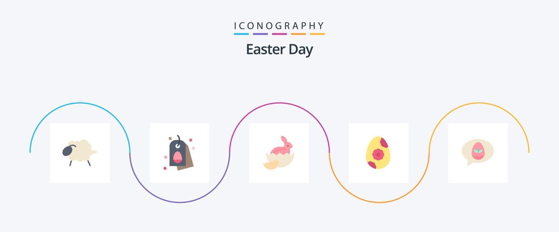 pacote de ícones de 5 planos de páscoa, incluindo páscoa. bater papo. robbit. flor. ovo vetor