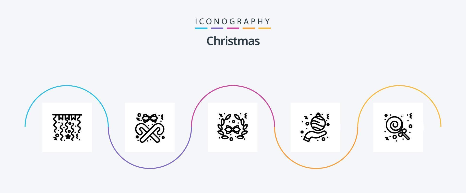 pacote de ícones da linha 5 de natal, incluindo doces. doces. arco. mão. Natal vetor