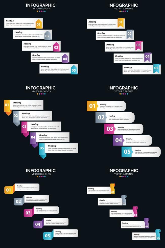 impulsione seus negócios com seis infográficos vetoriais em suas apresentações vetor