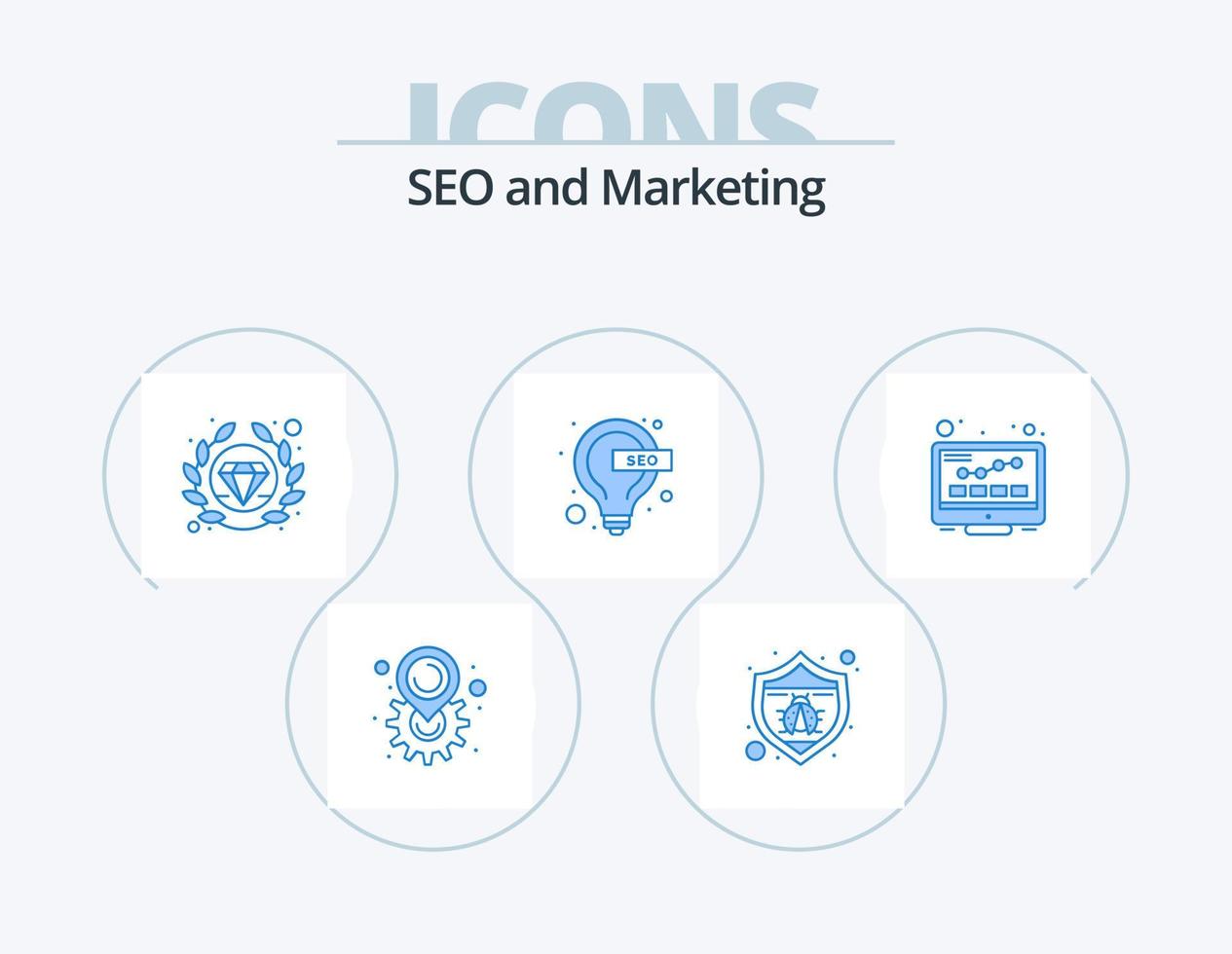 design de ícones do seo blue icon pack 5. monitoramento. Internet. Prêmio. seo. ideia vetor