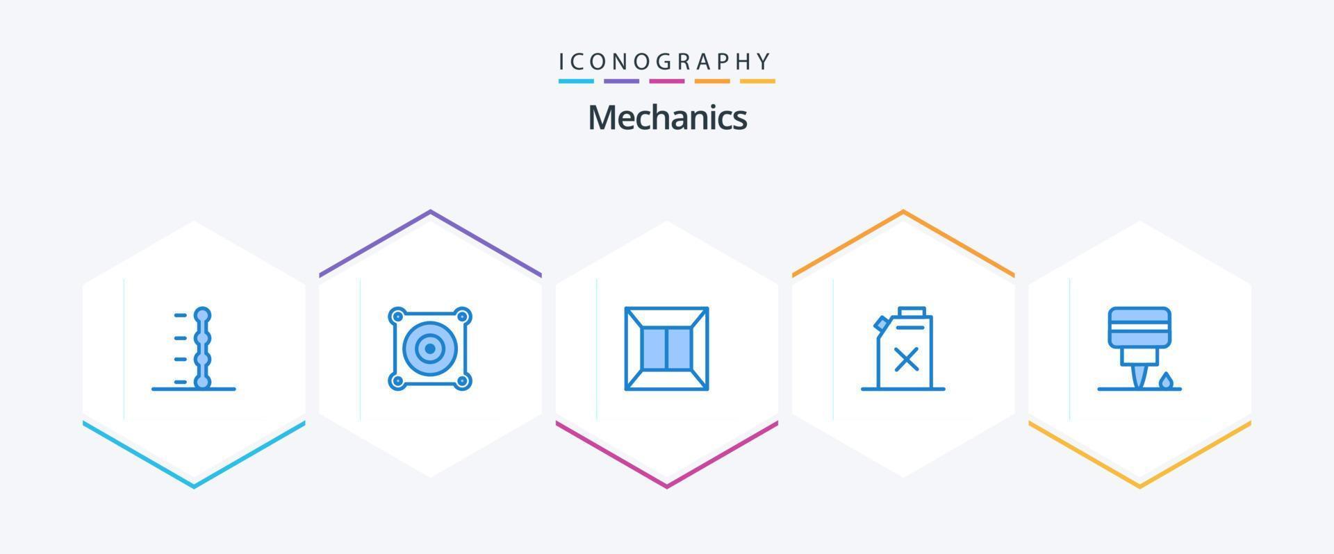mecânica 25 pacote de ícones azul incluindo . . Varredura. óleo. motor vetor