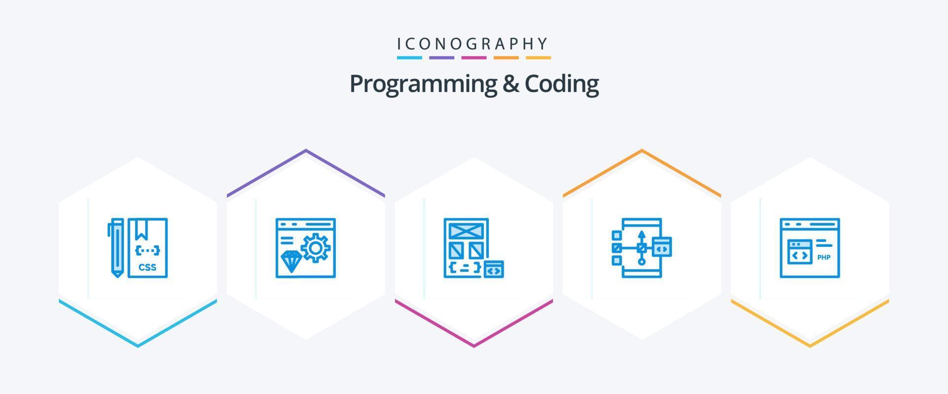 programação e codificação 25 pacote de ícones azuis, incluindo desenvolver. aplicativo. desenvolver. página. desenvolver vetor