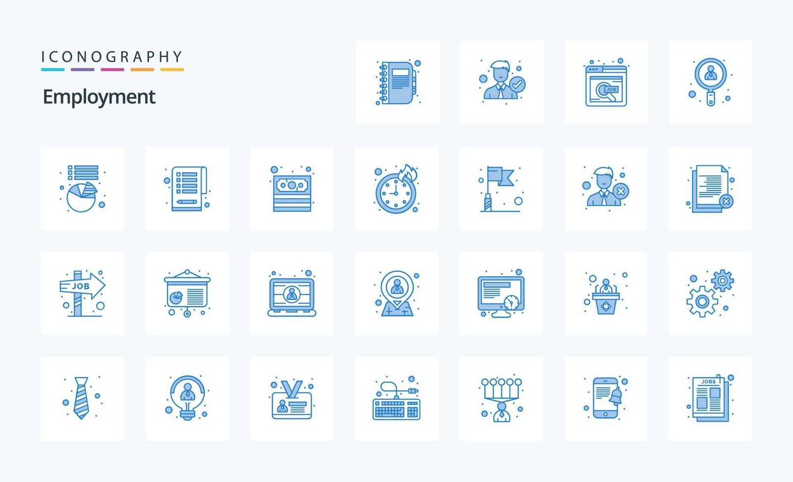 pacote de ícones azuis de 25 empregos vetor