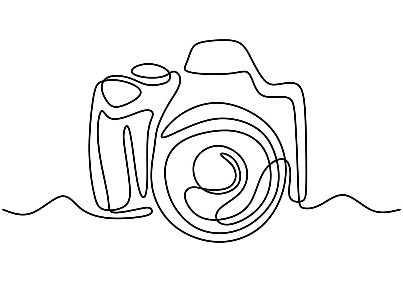 um desenho de linha do estilo linear da câmera. imagem preta isolada no fundo branco. ilustração em vetor estilo minimalismo desenhada à mão