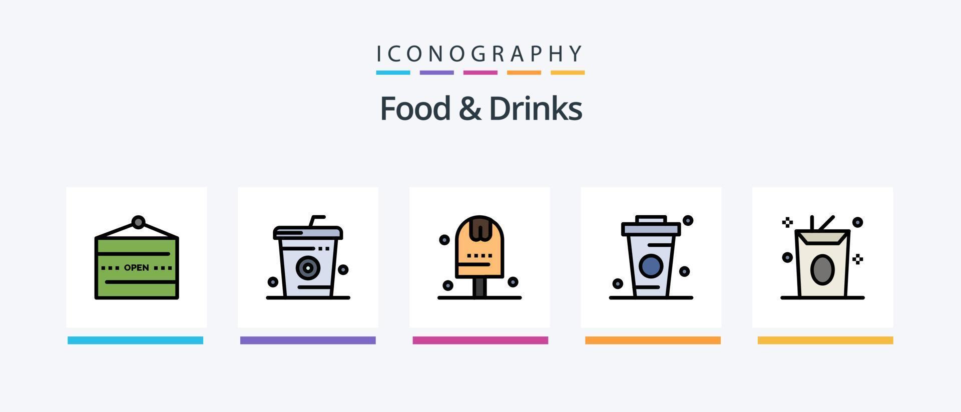 linha de alimentos e bebidas cheia de 5 ícones, incluindo café. cozinha. refeição. comida. comida. design de ícones criativos vetor