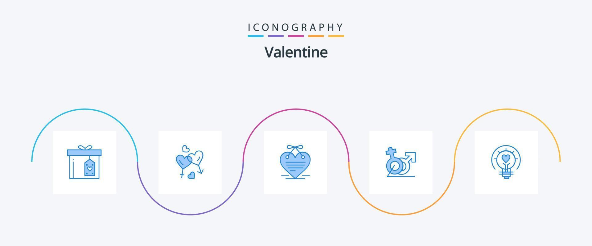 pacote de ícones azul 5 dos namorados, incluindo identidade. sinal. namorados. mulheres. carta de amor vetor