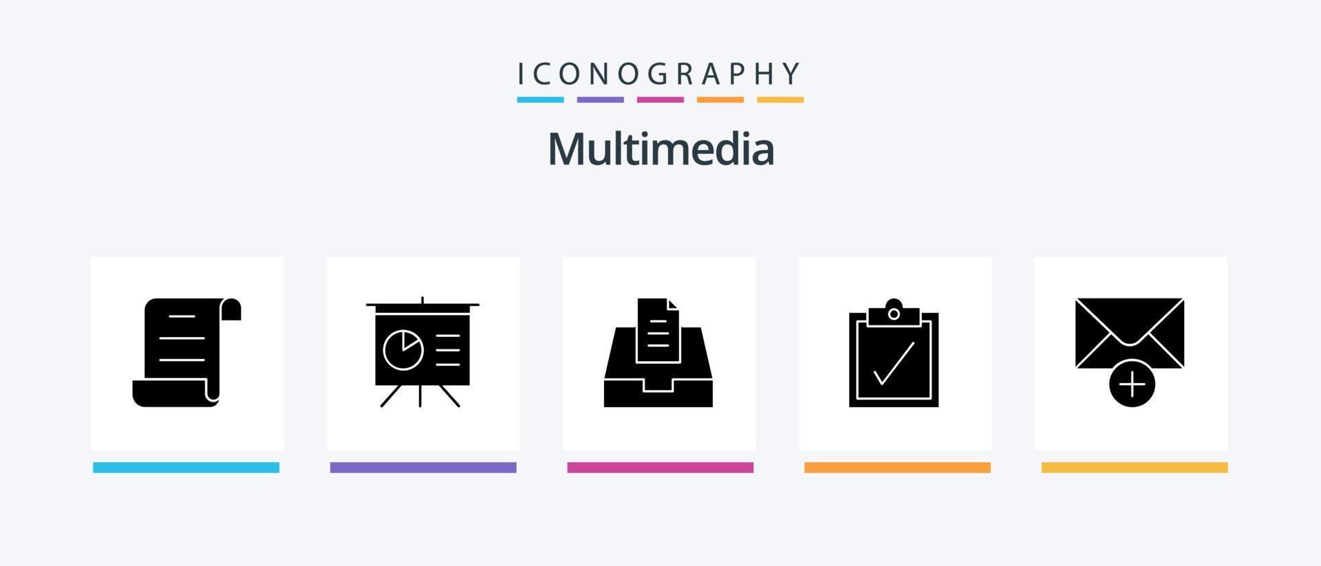 pacote de ícones multimídia glyph 5 incluindo . caixa de correio. mensagem. design de ícones criativos vetor