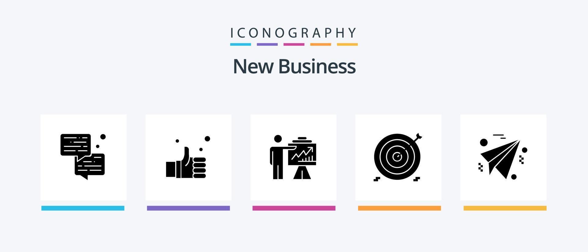 novo pacote de ícones de glifo 5 de negócios, incluindo . esforços. mão . gráfico . seta. design de ícones criativos vetor