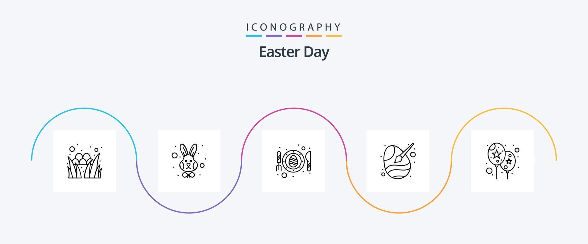 pacote de ícones da linha 5 da páscoa, incluindo balão. ovo. ovo. páscoa. pincel vetor