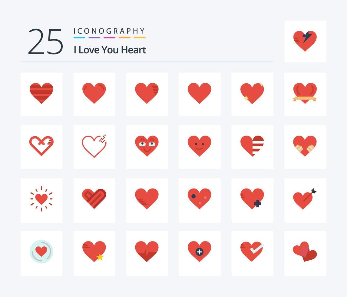 coração pacote de ícones de 25 cores planas, incluindo coração. amor. coração. quebrado. surpresa vetor