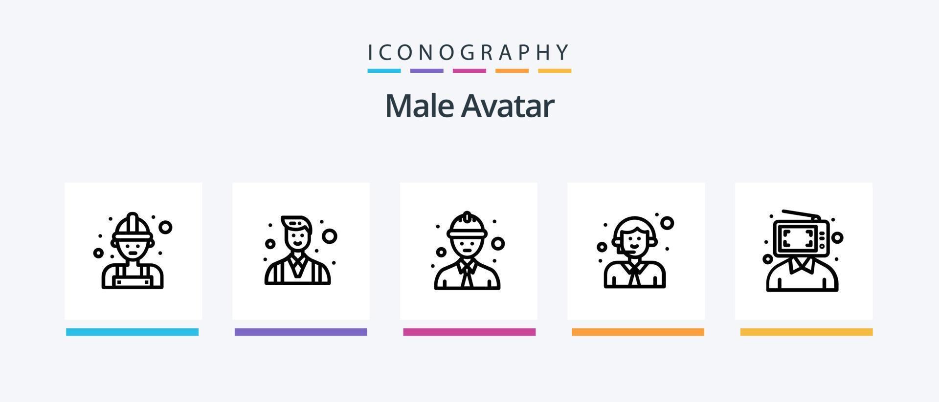 pacote de ícones de linha 5 de avatar masculino, incluindo avatar. foto. serviço. homem. Câmera. design de ícones criativos vetor