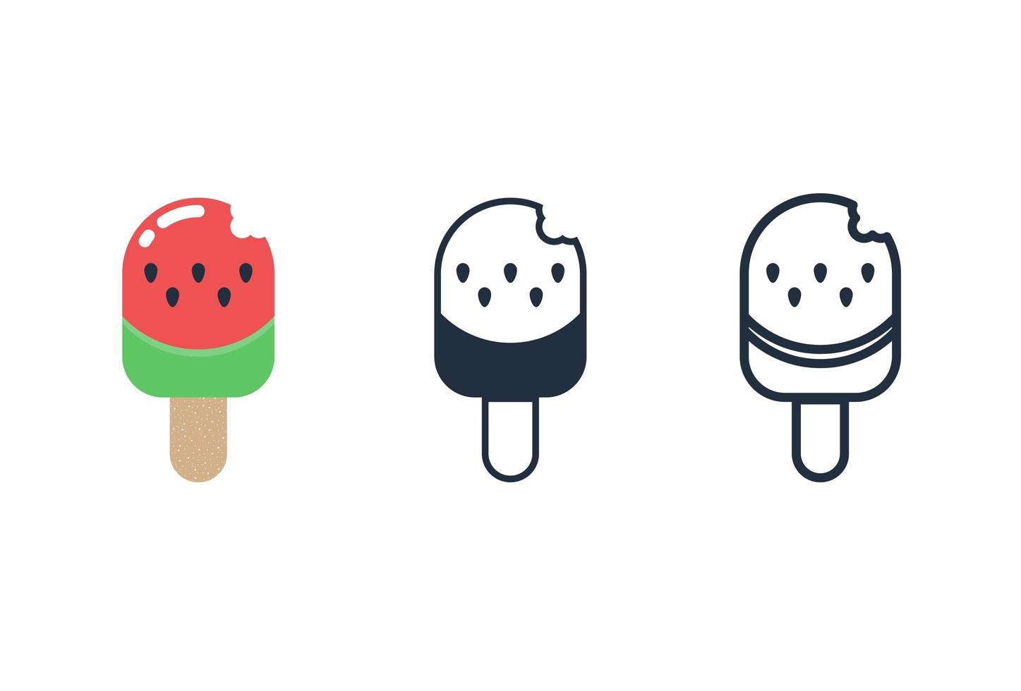 conjunto de ícones de sorvete com sabor de melancia vetor