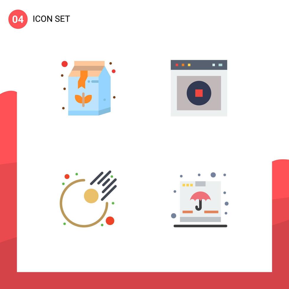pacote de 4 sinais e símbolos de ícones planos modernos para mídia impressa na web, como bebida asteróide bebida ux meteoro editável elementos de design vetorial vetor