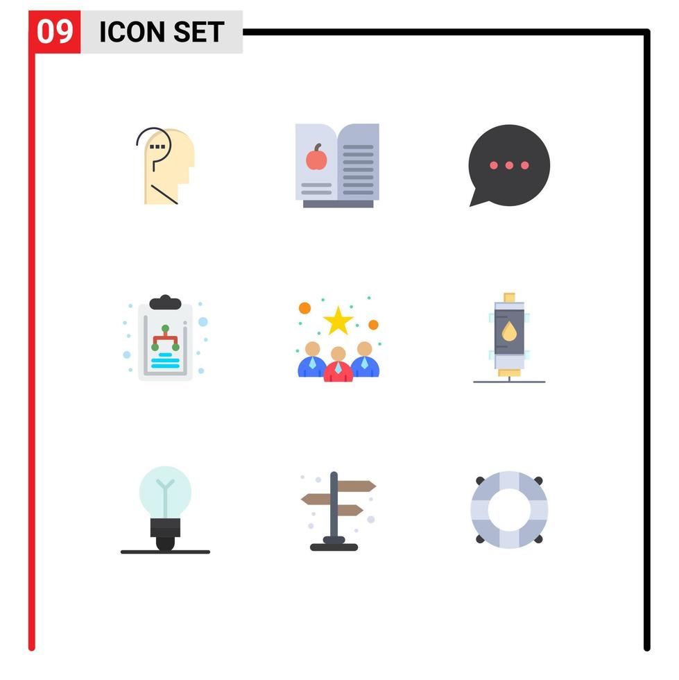 conjunto de 9 sinais de símbolos de ícones de interface do usuário modernos para água melhor perfil de comentário de equipe elementos de design de vetores editáveis de negócios