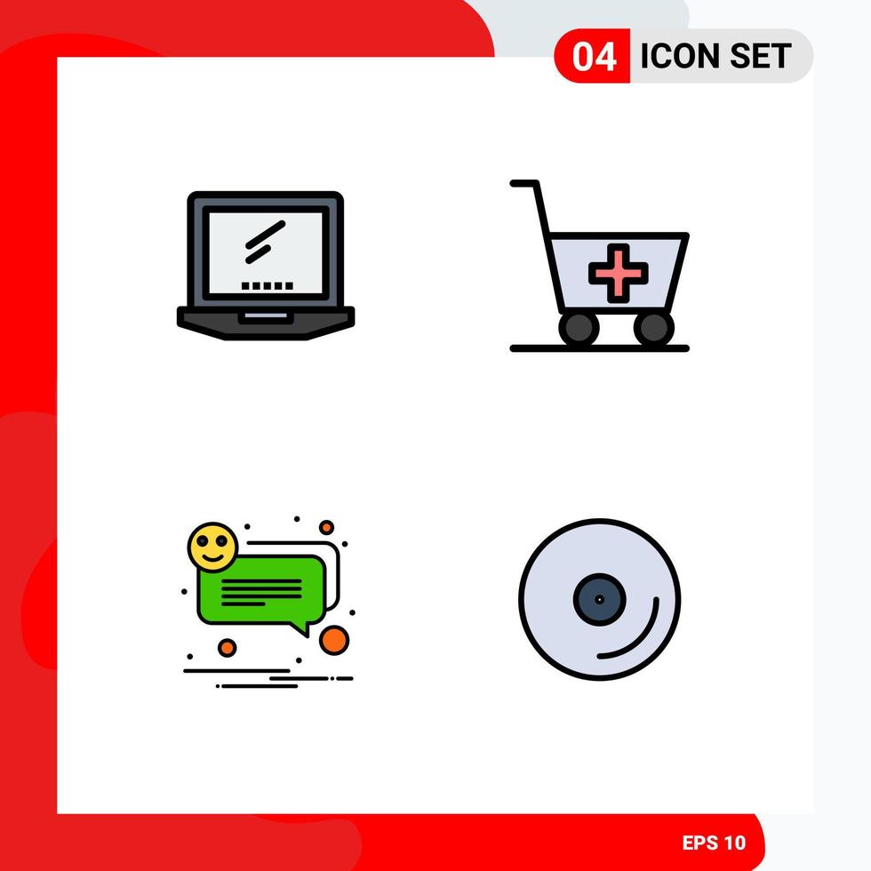 pacote de ícones de vetor de estoque de 4 sinais e símbolos de linha para elementos de design de vetor editável de sorriso médico de bolha de computador imac