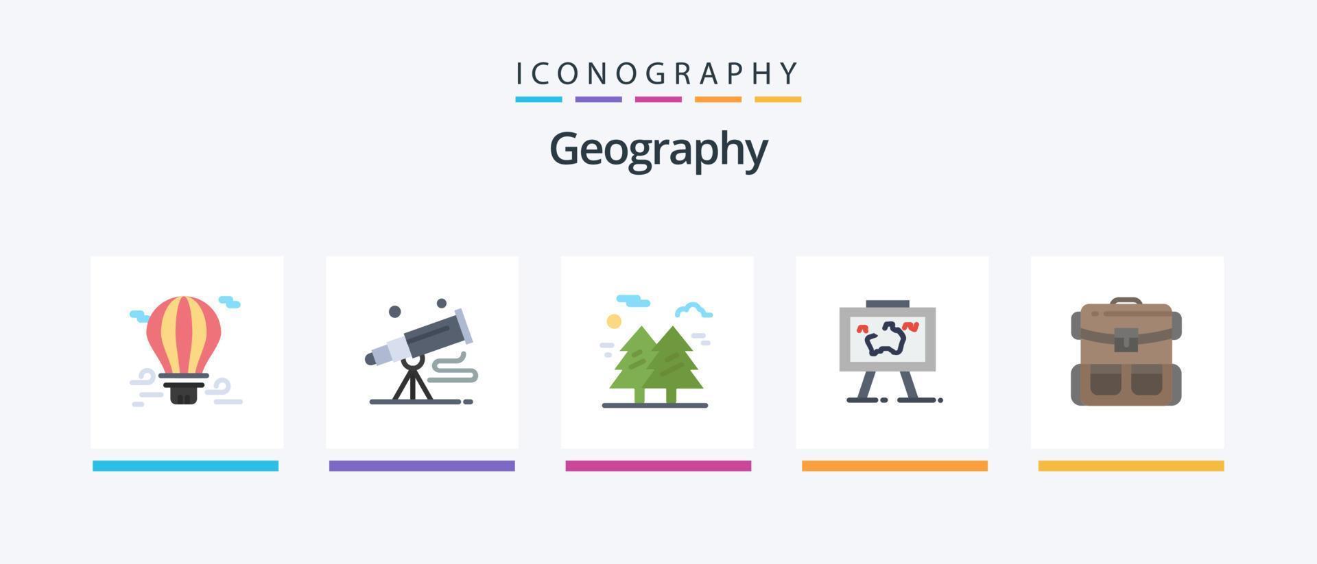 pacote de ícones de 5 planos de geografia, incluindo travamento. apresentação. astronomia. parque. natureza. design de ícones criativos vetor