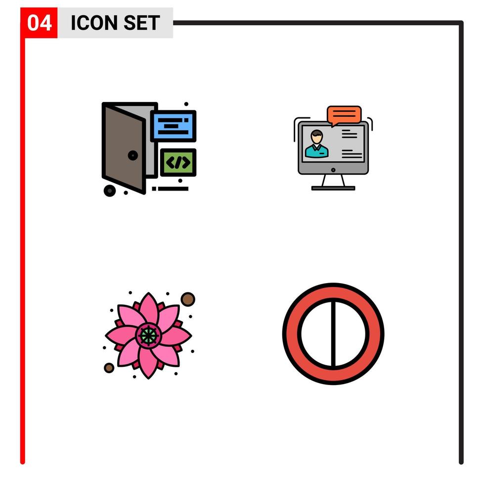 conjunto de 4 sinais de símbolos de ícones de interface do usuário modernos para o padrão de consultoria de página on-line do navegador elementos de design de vetores editáveis