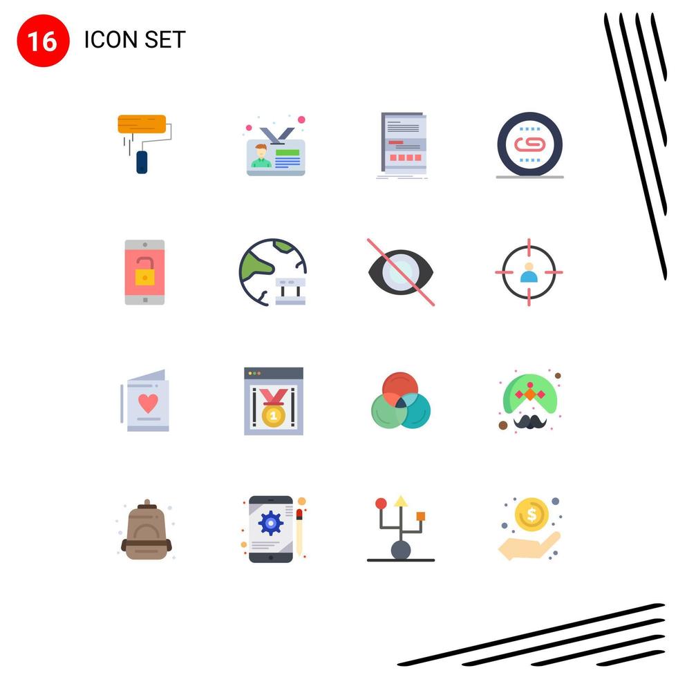 grupo de 16 cores planas modernas definidas para cartão de identificação de mecanismo de mídia pacote editável de internet responsivo de elementos de design de vetores criativos