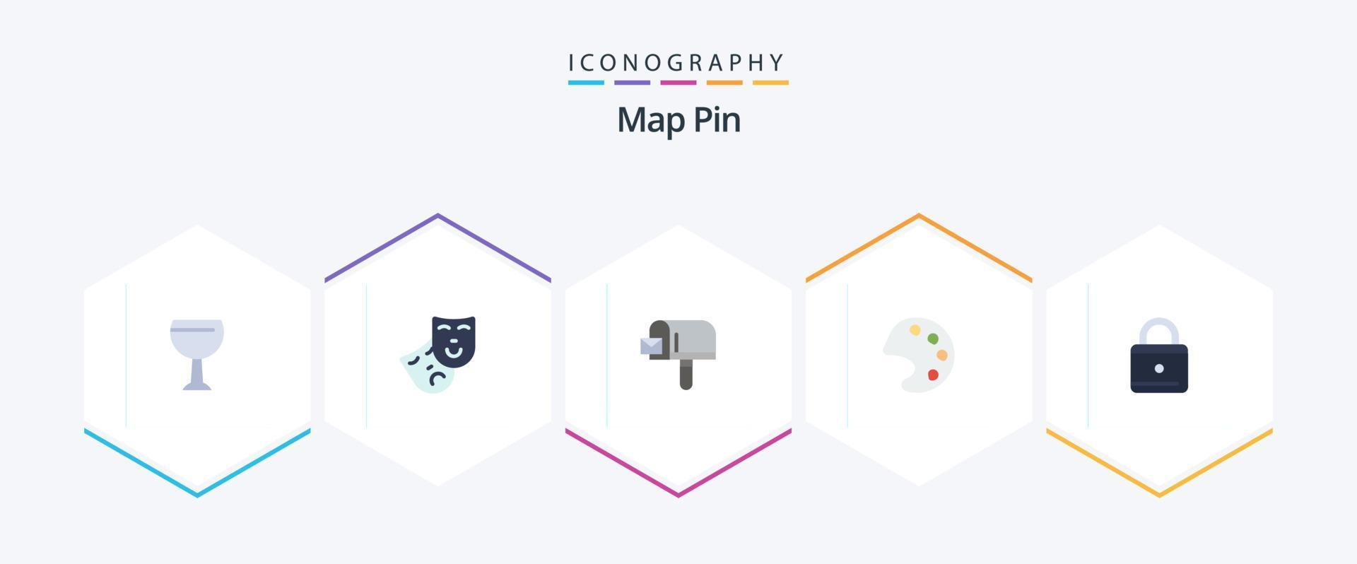 mapa pin 25 pacote de ícones planos incluindo . . compras. segurança. Educação vetor