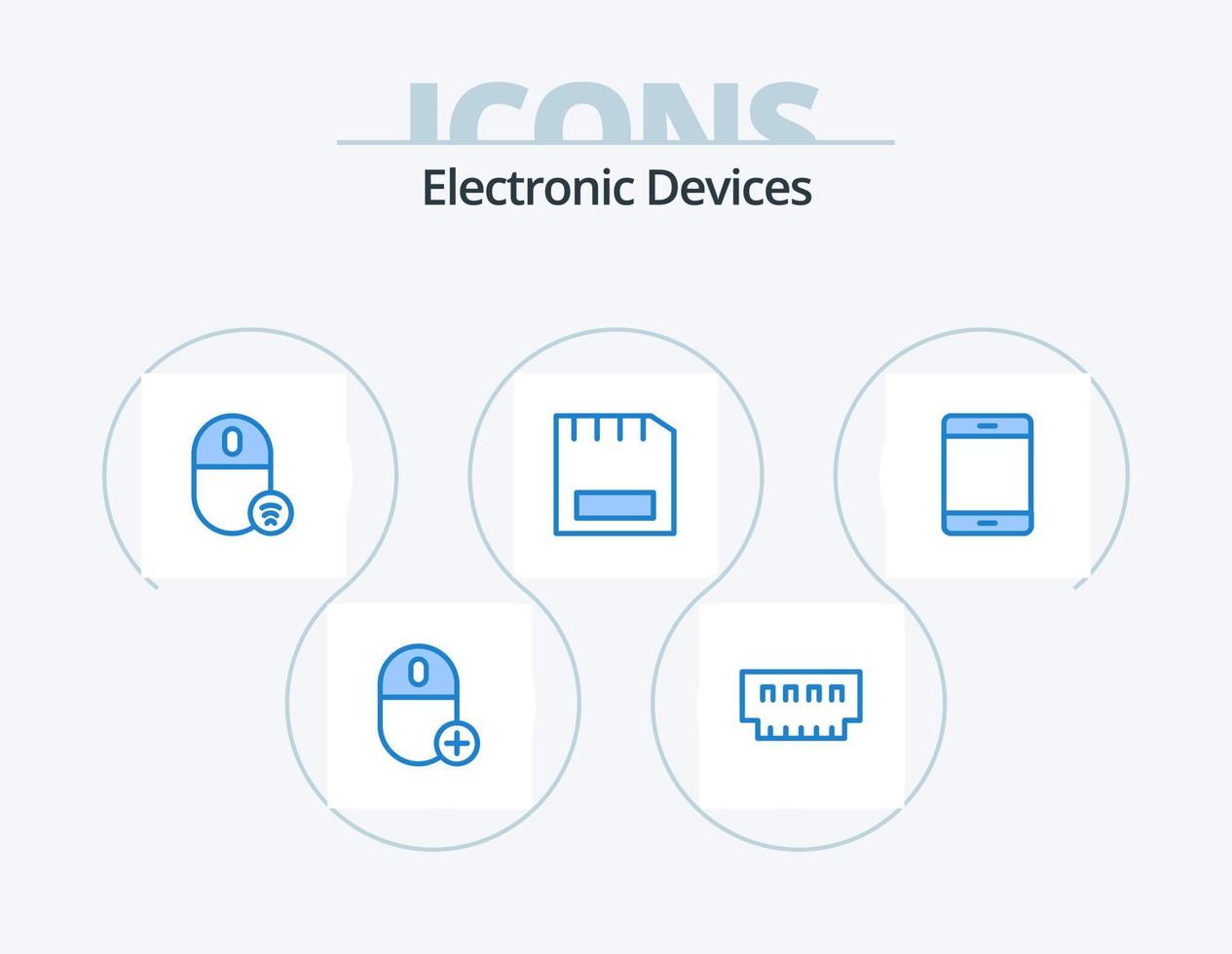 design de ícones do pacote de ícones azuis de dispositivos 5. dispositivos. cartão. hardware. rato. engenhoca vetor