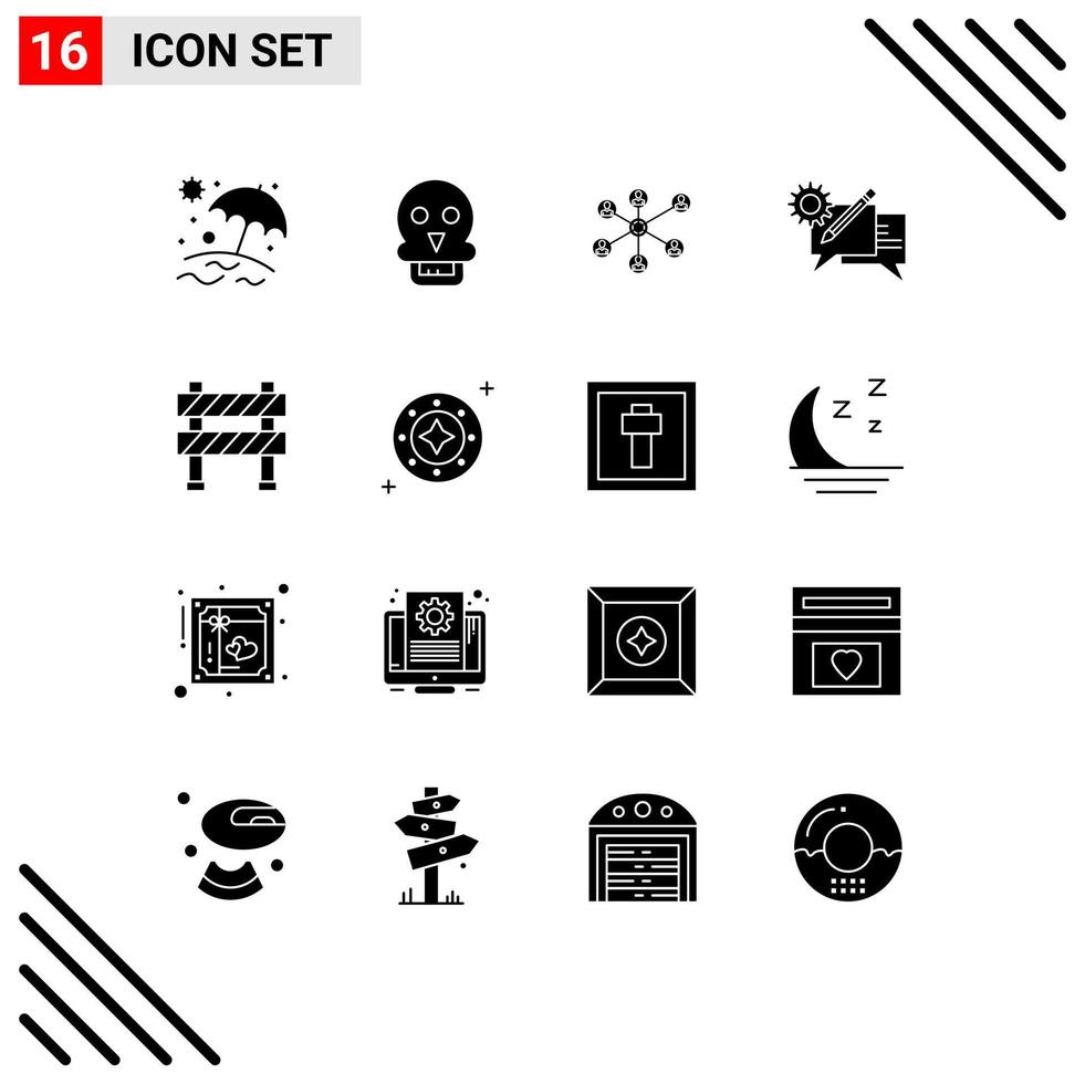 16 ícones criativos, sinais modernos e símbolos de mensagem de limite, configuração de internet, comunicação, elementos de design de vetores editáveis